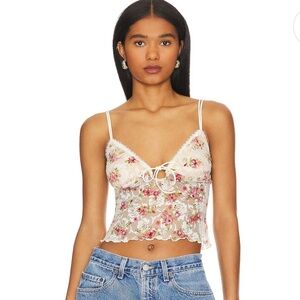 More to Come Fia Lace Cami Top in Cream Floral Size Small Dainty Coquette Girly